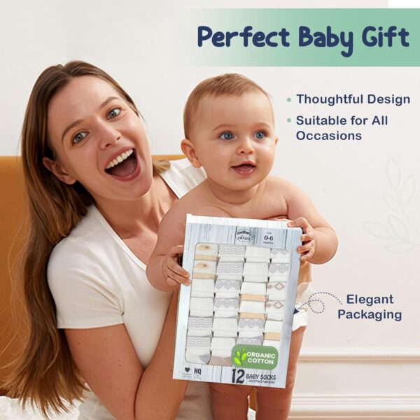 Mother's Choice Organic Cotton Baby Socks, 12 Pairs, Unisex 0-6 Months - Soft, Hypoallergenic Newborn & Infant Socks - Baby Girl & Boy Gifts, (12Pcs, Brown) - Image 7