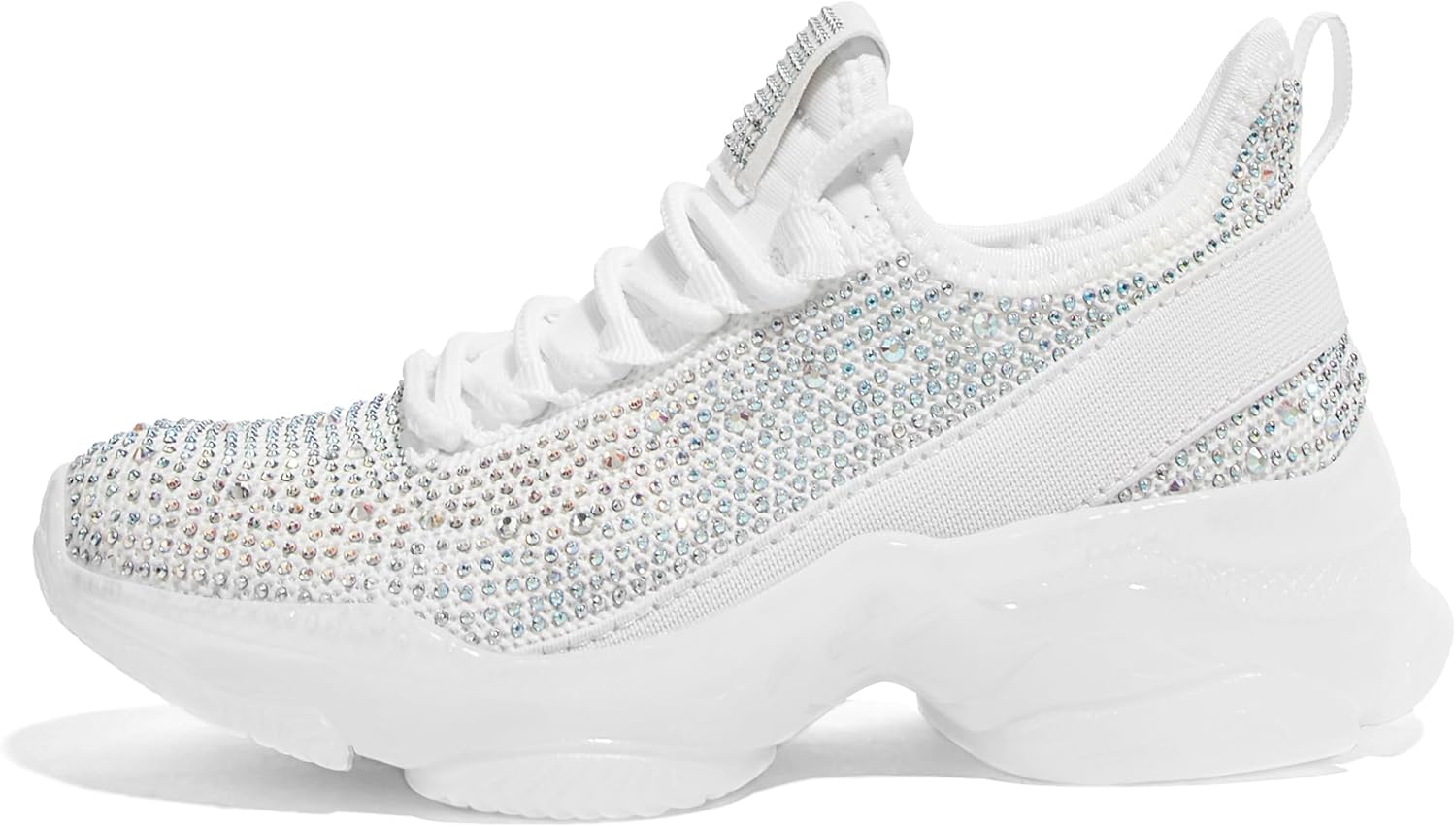 71qPTNyh35L._AC_SL1500_.jpg Lucky Step Girls Rhinestone Slip On Sneakers Kids Sparkly Lightweight Tennis School Knit Jelly Sole Glitter Walking Shoes Toddler - Image 1