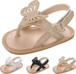 Kids Open Toe Thong Sandals Baby Boys Girls Bow Flat Wide Shoes Hook Loop Strap Barefoot Summer Casual Shoes Lightweight Baby Sandles Girl 12-18 Months Pool Flops For Kids( - Image 4