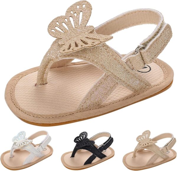 Kids Open Toe Thong Sandals Baby Boys Girls Bow Flat Wide Shoes Hook Loop Strap Barefoot Summer Casual Shoes Lightweight Baby Sandles Girl 12-18 Months Pool Flops For Kids( - Image 4