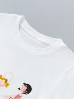 Toddler Girls Summer Short Outfits Clothes Set Kids Cute Unicorn Bunny Rainbow Animal Print Short Sleeve Cotton T-Shirt Tops and Shorts 2 Piece Crewneck Clothing Set Age 1-7 Years Old - Image 2