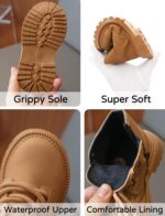Toddler Baby Boys Girls Ankle Boots Lace Up Combat Booties Hiking Shoes Side Zipper Short Boot - Image 5