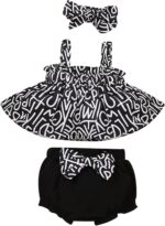 inlzdz Newborn Baby Girl Summer Clothes Outfits Leopard Print Straps Ruffle Crop Tops + Bowknot Shorts Bloomers Set