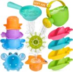 Baby Bath Toys for 1 2 3 4 Year Olds Toddler Kids - 10PCS Mould Free Water Play Swimming Pool Toys No Mould Watering Can Bath Boats Bath Cups for Boys Girls