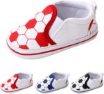 Trainers Baby 19 Spring and Summer Kids Baby Toddler Shoes Boys and Girls Casual Shoes Flat Base Lightweight Slip On Comfortable Football Print Shoes Women Black Trainers, black, 20 EU - Image 2