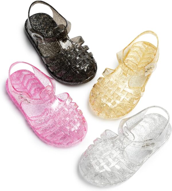 CENCIRILY Toddler Girls Jelly Sandals Soft Rubber Sole Closed Toe Glitter Sparkle Summer Beach Holiday Princess Dress Up Shoes - Image 2