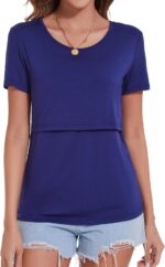 Sosolism Essential Nursing Tops Summer Breastfeeding Tshirt Short Sleeve Soft Feeding tee for Women