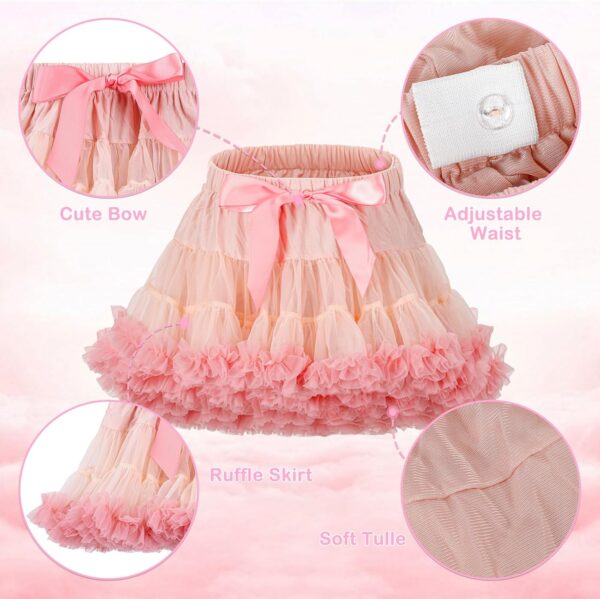 LACOFIA Girl's Tutu Skirt Toddler Ruffle Layered Tulle Skirt Princess Tutu Pettiskirt Party Dance Bubble Mini Skirt (0-10 Years) - Image 3