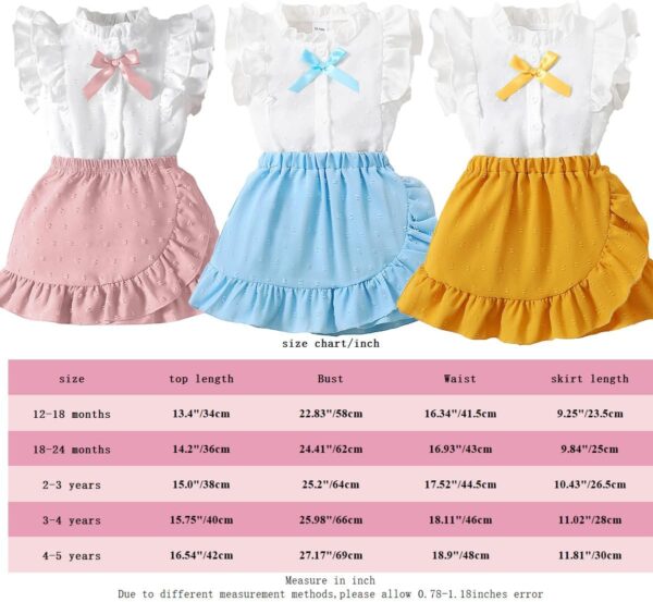 Toddler Baby Girl Clothes Ruffle Sleeve Tops Swiss Dot Skirt Infant Summer Outfits - Image 7
