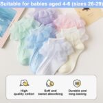 Elkuaie 6 Pairs of Girl Lace Cotton Ankle Socks, Cute Tassel Cotton Children's Ankle Socks, Suitable for Children Aged 4-6 Years Old (White+Pink+Yellow+Blue+Green+Purple) - Image 2