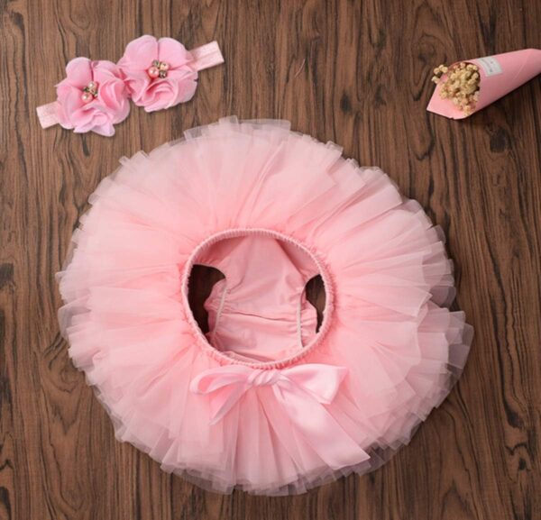 Baby Girls Tutu Skirt Newborn Toddler Bloomers Fluffy Tulle Fluffy Tulle Skirt Diaper Cover Flower Headband Set 0-3 Year - Image 4