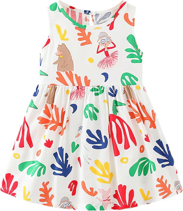 amropi Baby Girl's Flower Printed Dress 3 Pieces Sleeveless Cotton Summer Causal Dresses for 0-3 Years - Image 4