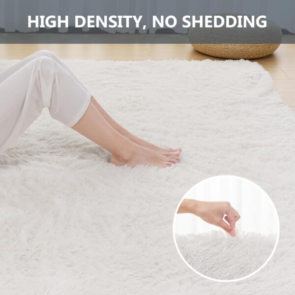 Shaggy Rug- Fluffy Area Rug for Living Room, 8mm Long Pile Rug for Bedroom Kids Room Decor Anti Slip, White, 160x230cm - Image 5