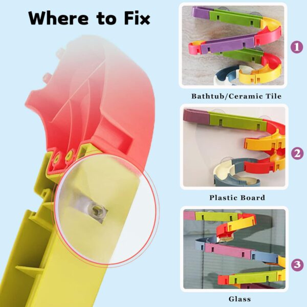 Bath Toys for 3 4 5 6 Year Old Boys Girls Duck Slide Bath Toy 34pcs Duck and Slide Bath Toy Wall Track Duck Bath Toy Slide Educational Sensory Bath Slide Toy with Watermill Sliding Interactive Toy… - Image 7
