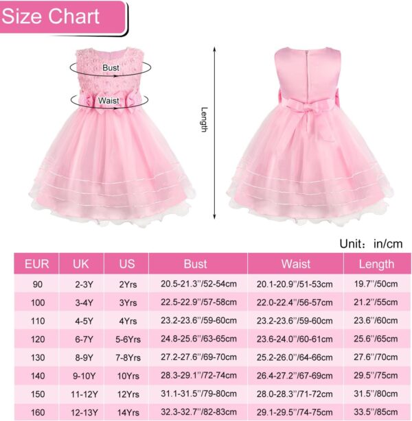 discoball Mädchen Prinzessin Kleid Rose Blume Fliege Partykleid Tüll Hochzeitskleid Brautjungfer Taufe Elegantes formelles Kleid für Mädchen - Image 7