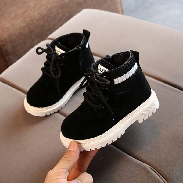 FEOYA Toddler Baby Boys Girls British Style Ankle Boots Suede Snow Boots Fur Lined Warm Shoe Lace Up Boots Shoes - Image 3