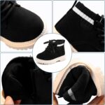 FEOYA Toddler Baby Boys Girls British Style Ankle Boots Suede Snow Boots Fur Lined Warm Shoe Lace Up Boots Shoes - Image 4