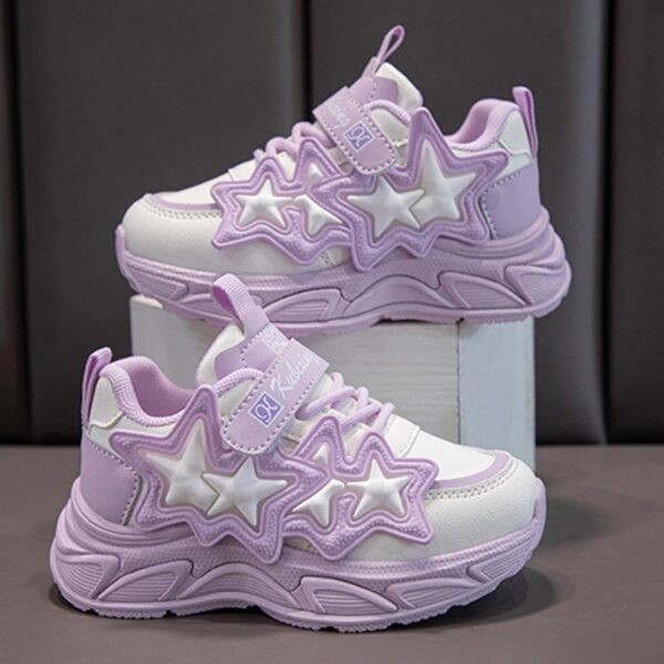 Boys Girls Sneakers Kids Sports Athletic Shoes Walking Shoes Little Kid/Big Kid Girls Sports Shoes Fashion New Pattern Cute Star Flat Bottom Comfortable Non Slip Hook Loop Seasonal Casual Shoes - Image 7