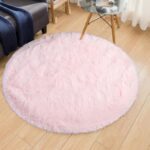 lekeplus Rugs Round Soft Shaggy on-shedding Non-slip Modern Indoor Outdoor Fluffy Rugs, For Living Room, Bedroom, Children's Room Round Carpet (Pink, 180x180cm)