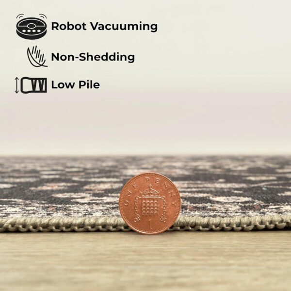 Arty Rugs Machine Washable Rug, 200x290cm, 75% Recycled Cotton, Short Pile, Non-Slip Backing, Non-Shedding, Area Rugs for Living Room, Bedroom, Kitchen, Hallway, Office, Charcoal Black - Image 4