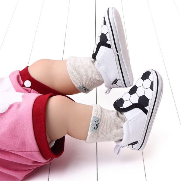 Trainers Baby 19 Spring and Summer Kids Baby Toddler Shoes Boys and Girls Casual Shoes Flat Base Lightweight Slip On Comfortable Football Print Shoes Women Black Trainers, black, 20 EU - Image 7