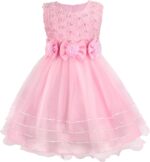 discoball Mädchen Prinzessin Kleid Rose Blume Fliege Partykleid Tüll Hochzeitskleid Brautjungfer Taufe Elegantes formelles Kleid für Mädchen