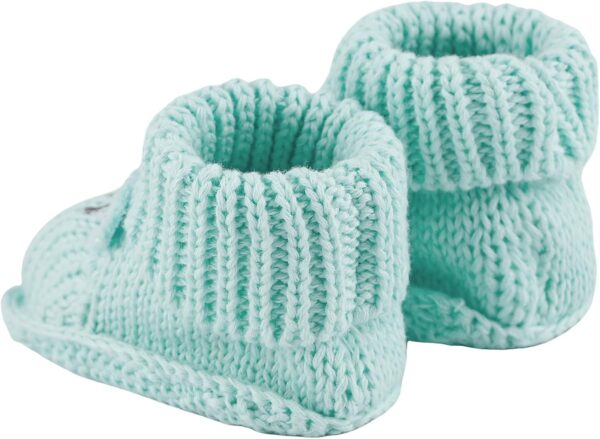 LACOFIA 2 Pairs Newborn Knitted Booties Soft Baby Boys Girls Bootees 0-3 Months - Image 4