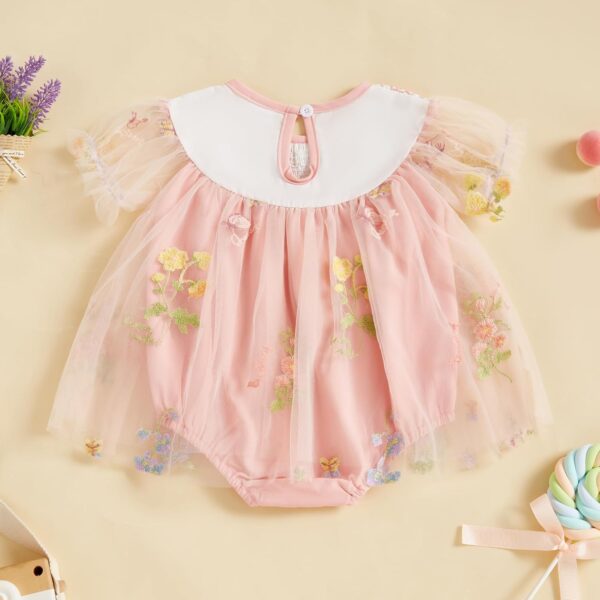 Infant Baby Girl Romper Dress Newborn Baby Girls' Bodysuits Flower Embroidery Jumpsuit Skirt Tulle Princess Dress A-Line Pageant Baptism Wedding Birthday Party Dress - Image 3