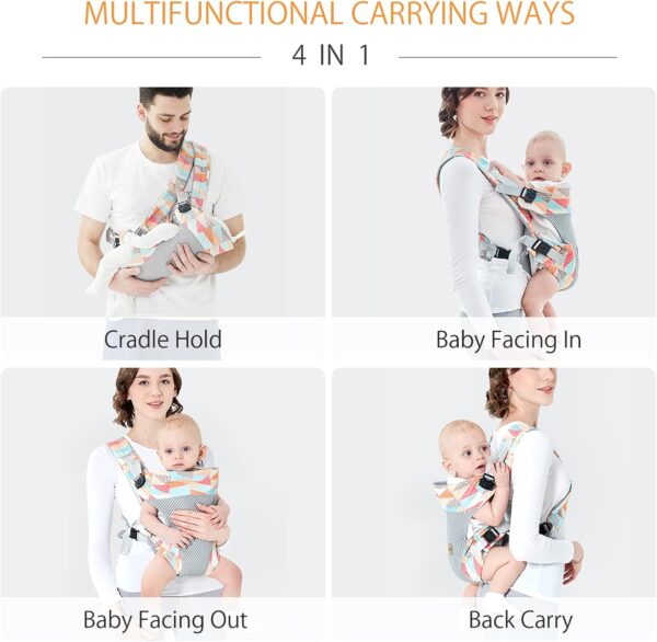 SONARIN Lightweight Breathable Baby Carrier, 4-in-1 Soft 3D Mesh Baby Wrap Carrier Ergonomic Child Carrier Backpack,Multi-Function for Newborn and Toddler 0 to 36 Months(Camo) - Image 7
