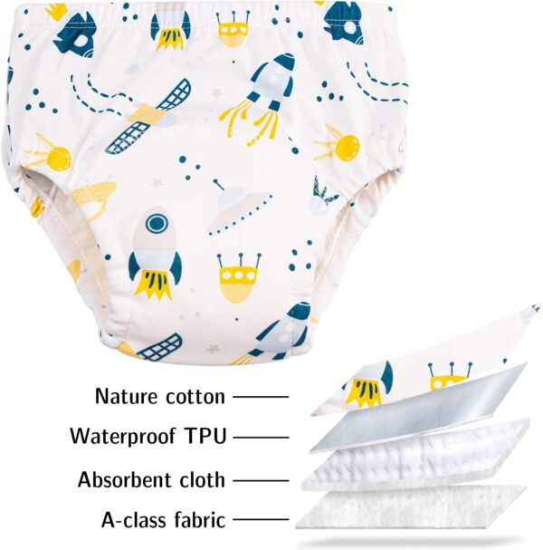 Heekcaa Potty Training Pants for Boys Girls，6 Packs Reusable Baby Toddler Training Pants Soft Washable, 2-6 Years - Image 4