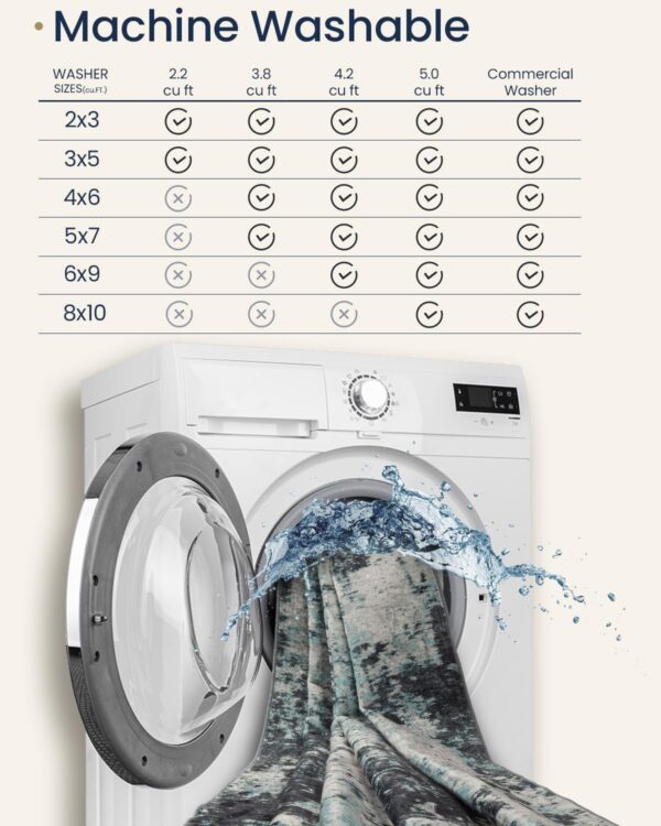 90x150 cm Modern Abstract Rugs Living Room Non-Slip Soft Low-Pile Washable Rug for Hallway, Bedroom, and Kitchen-Blueblack - Image 4