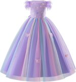IBAKOM Girls Princess Dress 3D Butterfly Sequin Ruffle Tulle Flower Girl Dress Pageant Birthday Party Wedding Ball Gown
