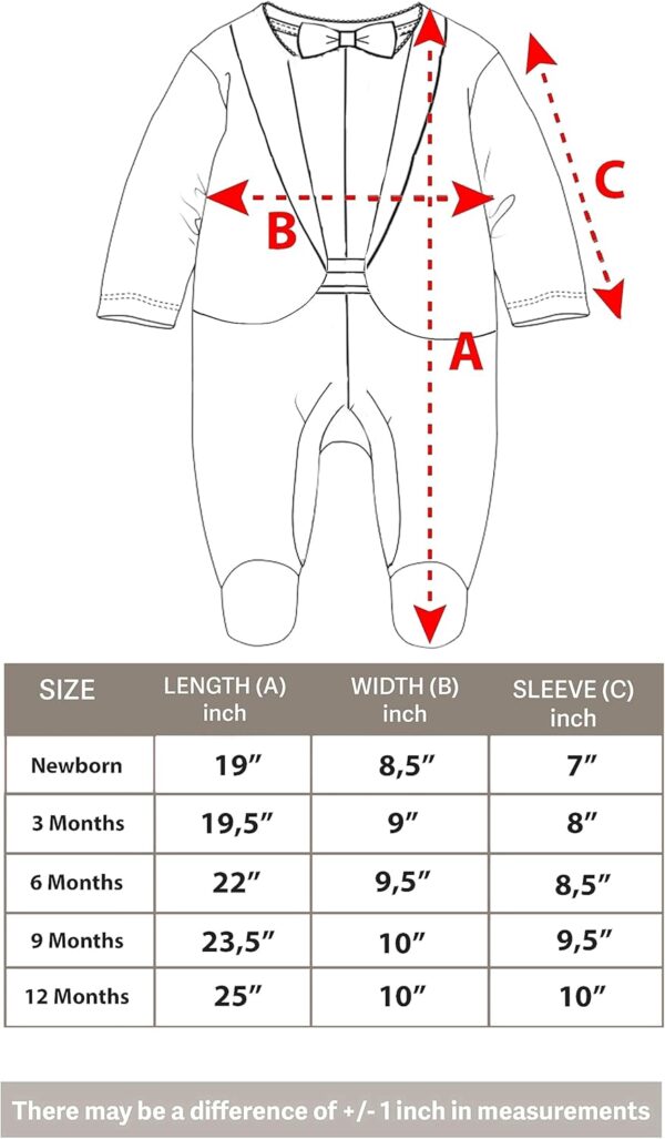 Lilax Baby Boy Gentleman Tuxedo Footie Christmas Holiday Outfit with Bow Tie - Image 7