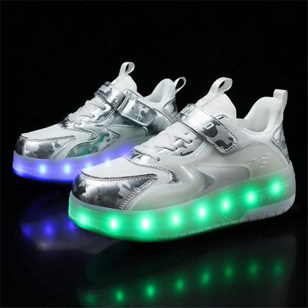 LED Light-Up Roller Skate Shoes with Retractable Wheels-Stylish Trainers for Boy, Girl, Kids, USB Rechargeable, Shiny Luminous Sneakers - Perfect for Party, Birthday, Christmas, Enhanced Safety - Image 2