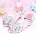 Children Shoes with Diamond Shiny Sandals Princess Shoes Bow High Heels Show Princess Shoes Sandals for Toddler Girls - Image 2