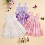 Toddler Baby Girl Summer Butterfly Wings Dress Sleeveless Princess Tutu Dress Fairy Layered Ruffle Birthday Dresses - Image 2