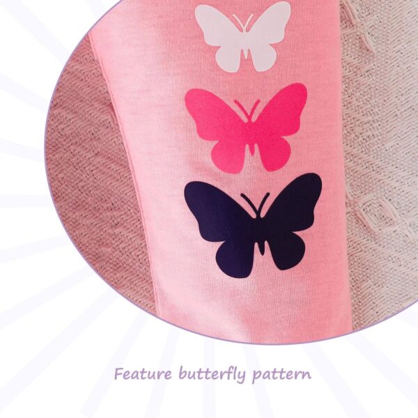 Newborn Baby Girl Clothes Set, Long Sleeve Outfits Ruffle Top and Trousers, T-shirt with Bowknot and Trousers with Butterfly, Baby Girl Outfit for 6-36 Months Baby Girl, Pink - Image 5