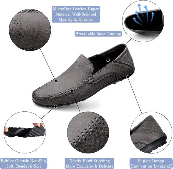 Rodawu Men's Loafers Leather Casual Shoes Moccasin Handmade Slip On Driving Shoes Business Shoes - Image 3