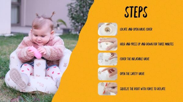 Inflatable Baby Seat - Baby Chairs for Sitting Up 3 Months & Up, Blow Up Baby Chair, Sit Me Up Floor Seat for Baby, Support Seat for Sitting Up, Built in Air Pump Baby Seats for Kids - Image 6
