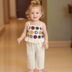 Baby Girl Summer Outfit Floral Crochet Ruffle Sleeveless Camisole Tops Trousers Kids Girl Clothes - Image 2