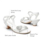 DREAM PAIRS Girls Sandals Ankle Strap Square Toe Low Heel Crysta Shell Wedding Party Flower Dress Shoes - Image 4
