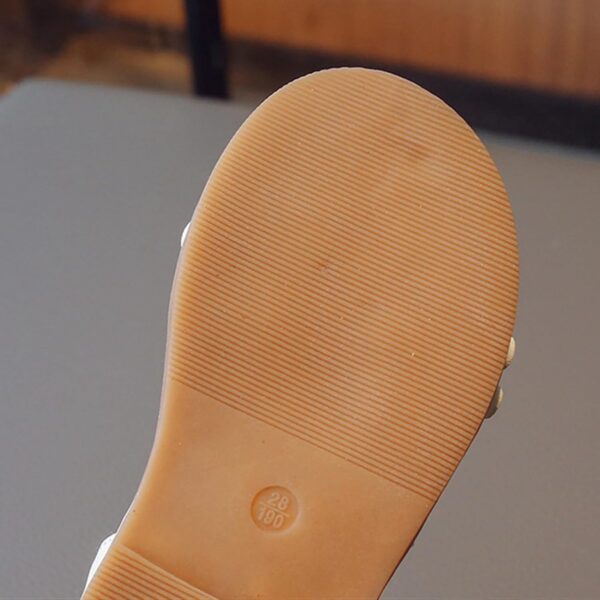 MINBEI Girls Sandals Toddler Little Girls Sandals with Pearls Flower Summer Breathable Leather Shoes - Image 7