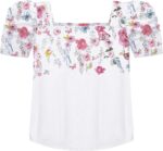 Arshiner Girls Clothing Sets Kids Fashion T-shirts with Trousers Set Puff Sleeves Top with Printed Trousers Set Summer Casual Outfits for Girls 5-14 Years - Image 5