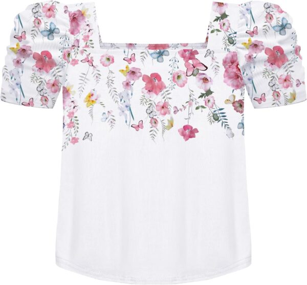 Arshiner Girls Clothing Sets Kids Fashion T-shirts with Trousers Set Puff Sleeves Top with Printed Trousers Set Summer Casual Outfits for Girls 5-14 Years - Image 5