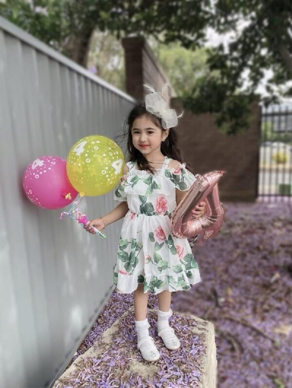 Derouetkia Toddler Baby Girls Summer Floral Dress Off Shoulder Skirt Chiffon Princess Dresses Suspender Sundress for Little Girls - Image 4