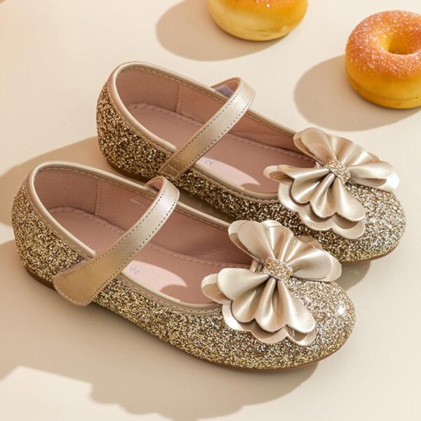 Girls Dress Shoes Mary Jane Wedding Party Shoes Glitter Bridesmaids Princess Flat for Little Girls - Image 2