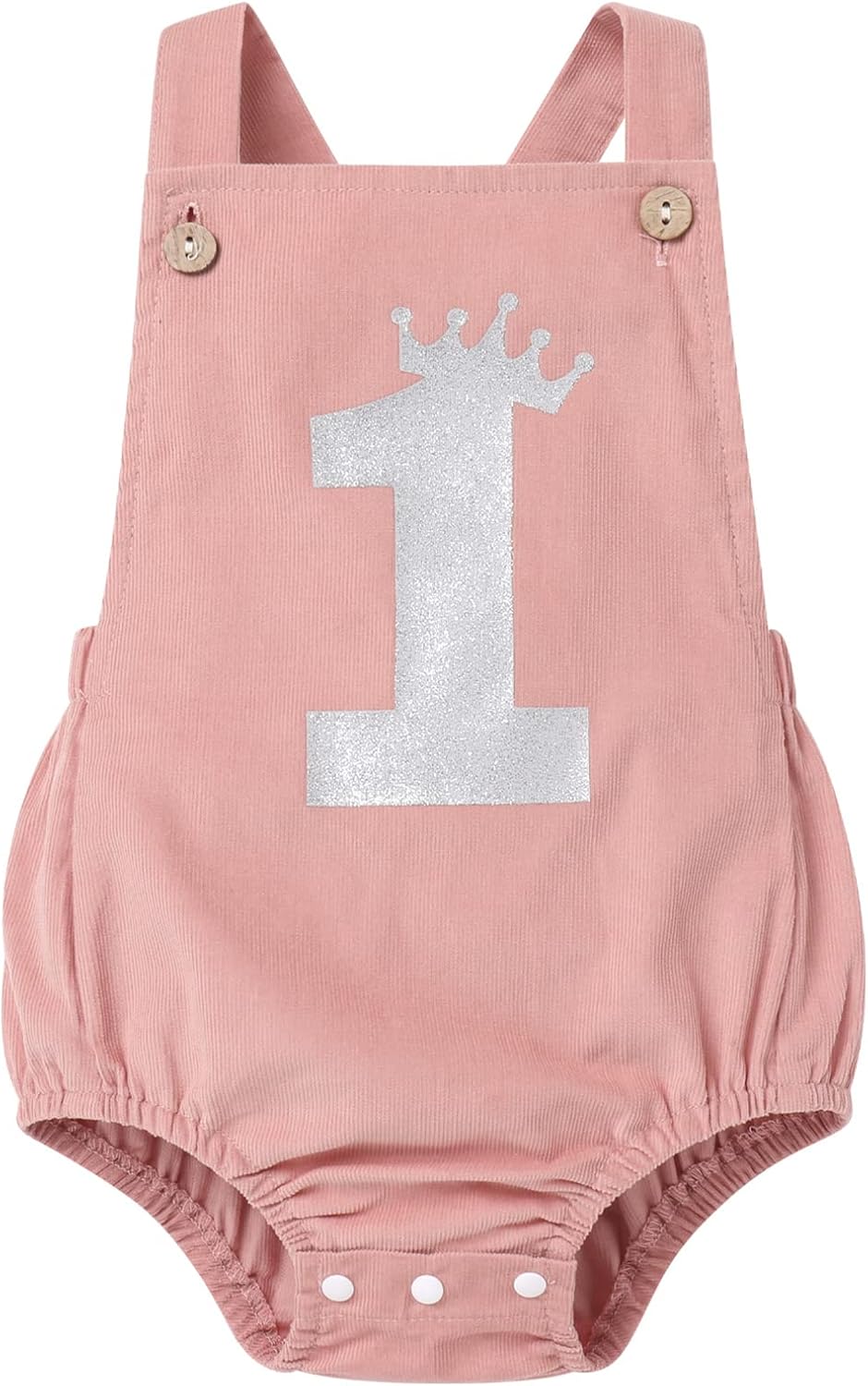 71v4eVyVxHL._AC_SL1500_.jpg IBTOM CASTLE Baby Girls Boys One Letter Print Birthday Party Romper Overalls Cake Smash Corduroy Sleeveless Backless Bodysuit Photo Shoot Outfit - Image 1
