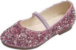 Girls Glitter Ballet Shoes Kids Elastic Strap Ballerina Party Shoes Wedding Bridesmaid Shoes Toddler Princess Dress Shoes Sequins Mary Jane Flat Dance Birthday Sandals