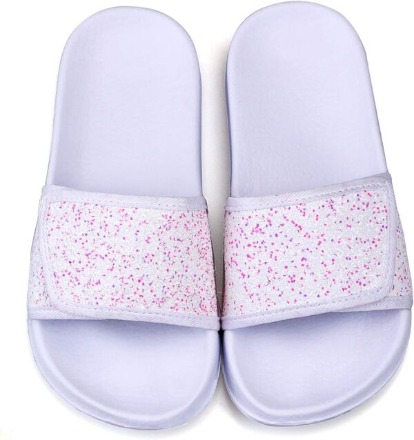 ydscsci Girls Slide Sandals Glitter Sequins Pool Sliders Kids Shower Slippers Beach Flip Flops Hook and Loop Non-slip Thick sole Little Kid - Image 5