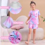 MHJY Girls Pyjamas Ruffled Short Sleeve PJs Sets Unicorn Pajamas 2 Pcs Shirt and Shorts Casual Girls' Nightwear Sleepwear Clothes - Image 3
